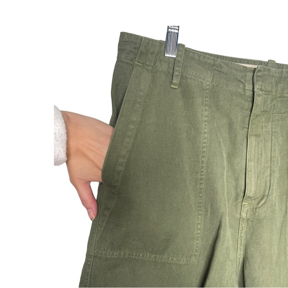 Nili Lotan 6 Slouchy Luna Pant $395 Cropped Drop Crotch Cotton Army Green - Picture 7 of 10